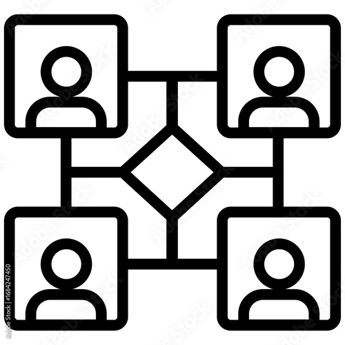 Networking Grid Line Icon of Virtual Hangout Spaces Icon Set