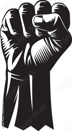 Strong Stand: An artfully crafted illustration of a clenched fist, a universal symbol of defiance, resilience, and determination. conveying power and resolve.