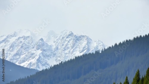 Wallpaper Mural The sky is cloudy and the mountains are covered in snow Torontodigital.ca