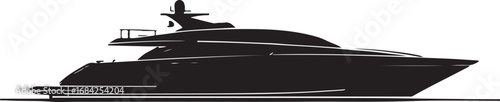 Sleek Superyacht Silhouette in Elegant Black and White Luxury Watercraft Design for High End Travel and Nautical Adventure