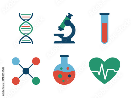  Laboratory Test Tubes, Microscope and Chemistry Icons