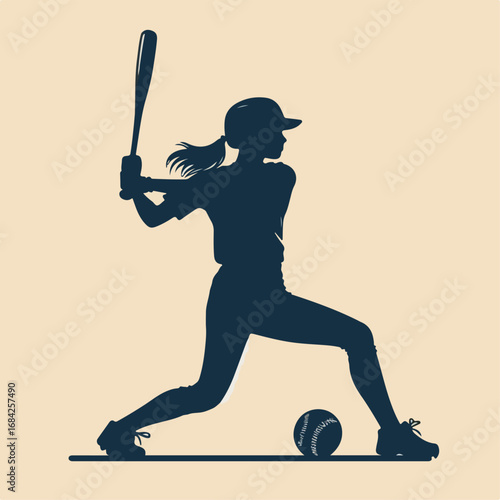 vector illustration of a female softball player