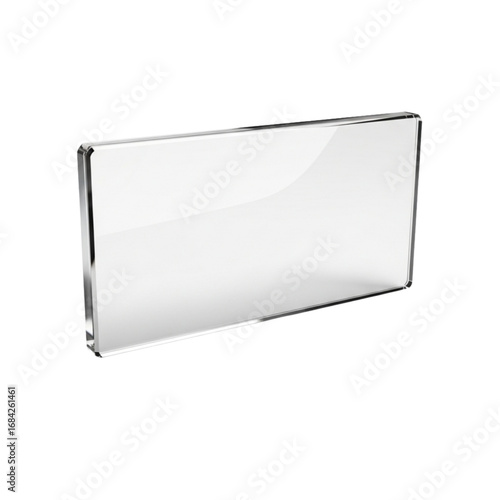 Modern, minimalist 3D glass plate, perfect for mockups, branding and personal or professional projects, isolated on a solid white background.