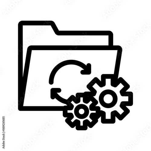 Folder Maintenance Line Icon of Digital File Hygiene & Cleanup Icon Set