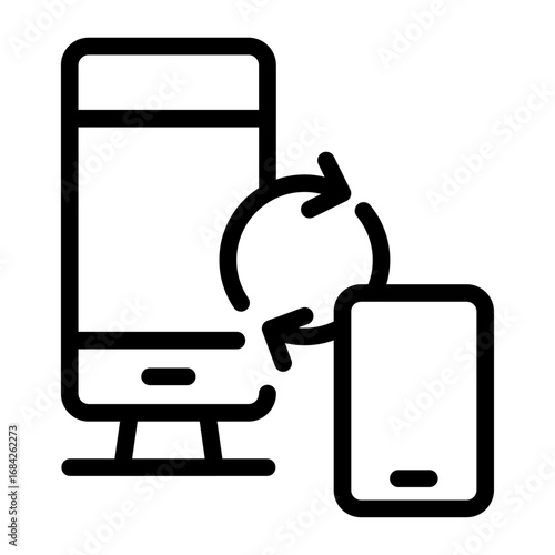 Phone & Tablet Sync Line Icon of Cross-platform Syncing Icon Set