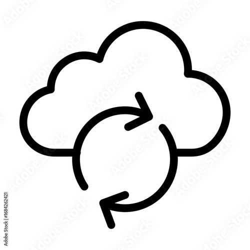 Cloud Auto-Sync Line Icon of Cross-platform Syncing Icon Set