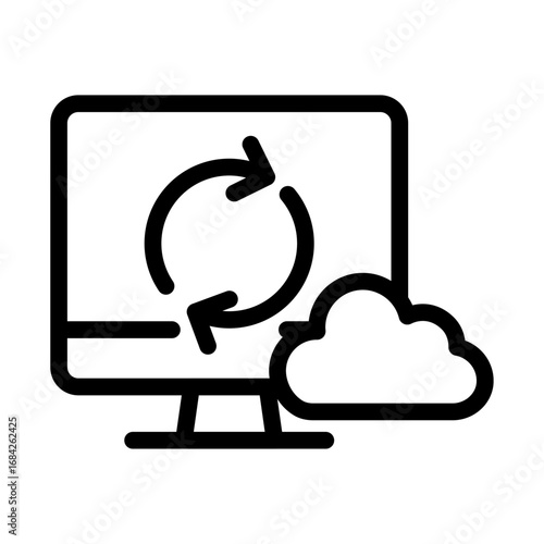 PC Cloud Sync Line Icon of Cross-platform Syncing Icon Set
