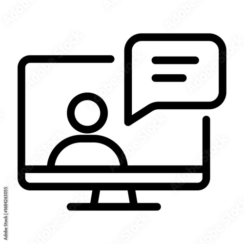Live Chat Overlay Line Icon of Livestream Setup & Overlays Icon Set
