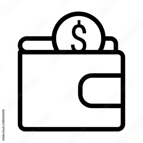 Digital Wallet Line Icon of Micro-payments & Tipping Icon Set