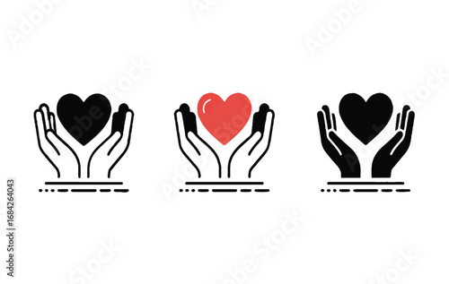 Caring hands gently cradle a heart, representing love, generosity, and thoughtful support for important causes in modern design