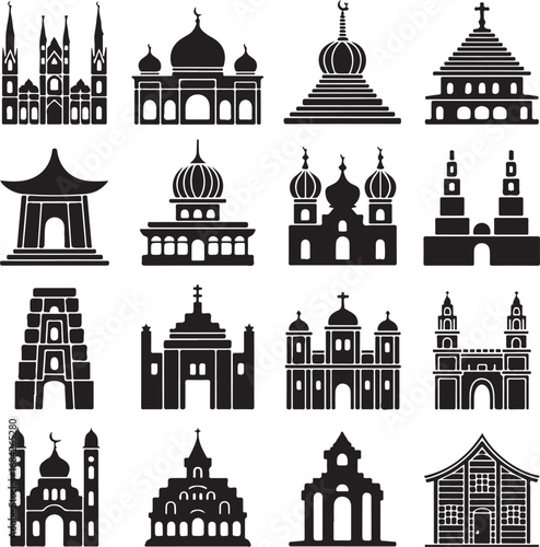 Religious and Architectural Landmarks Icons Collection Keywords: architecture, building