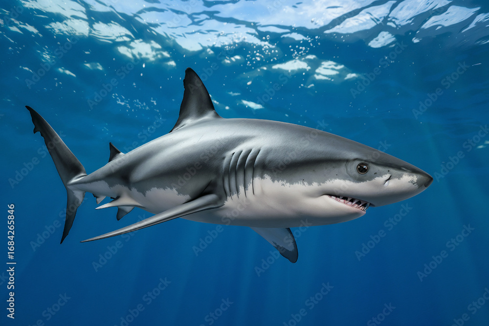 Obraz premium Majestic Ocean Predator: Stunning Shark Underwater Photography
