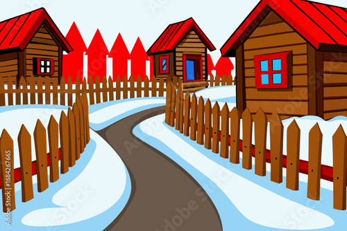 wooden fence in winter