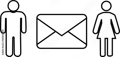 icon of a man sending a message to a woman on a white background