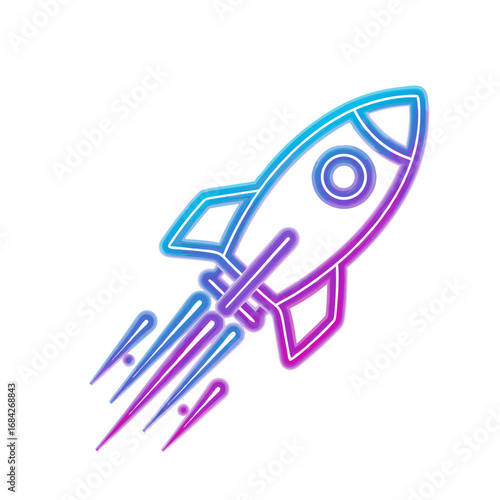 A simple, futuristic rocket launching into space, symbolizing a business startup or rapid growth