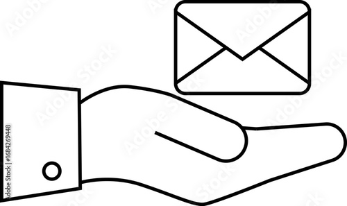 hand icon carrying a message with a white background