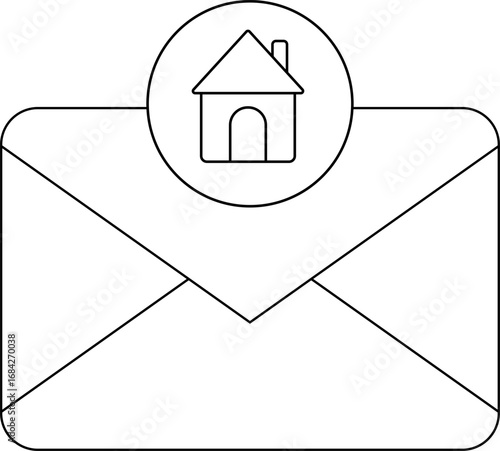 message icon with house icon with white background