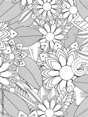 Vector illustration flowers coloring pages 