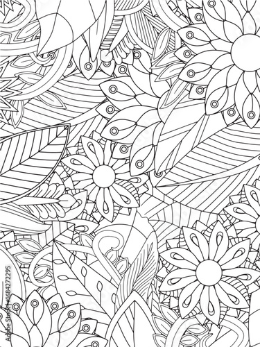 Vector illustration flowers coloring pages 