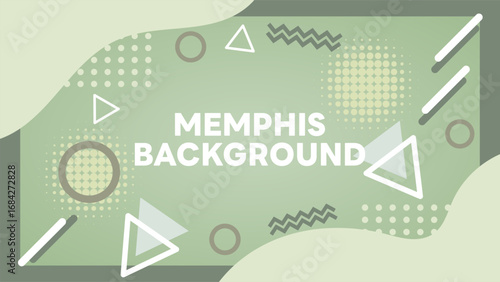 Muted Green Memphis Pattern Background｜くすみグリーンのメンフィス柄 抽象レトロデザイン
Trendy abstract Memphis pattern background in muted green (sage green / dusty green). モダンでレトロな幾何学パターンの背景素材。