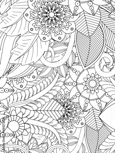 Vector illustration flowers coloring pages 