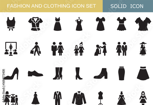 Fashion and Clothing Icon Set – Dresses, Shoes, Accessories, Shopping, Models, Runway Mobile