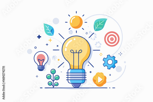 Bright ideas concept, business innovation and creative thinking for success in a competitive market