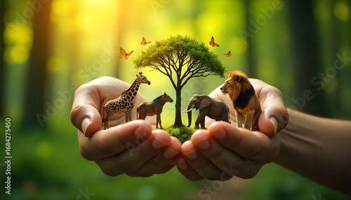 Hands carefully hold a small animal in the grass, illustrating the importance of conserving wildlife and protecting endangered species