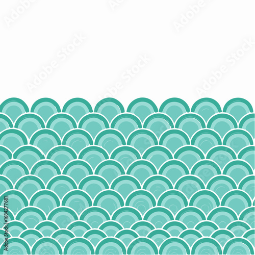 Japan style tile green curve line wave pattern culture background
3