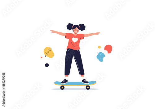 Young person enjoying a skateboarding activity with joy and energy in a fun outdoor setting