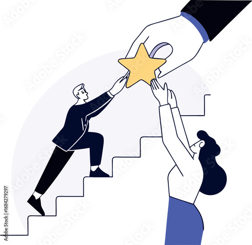 Teamwork and collaboration to achieve success and reach goals together