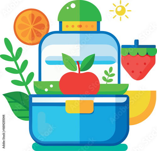 Healthy lifestyle juicer with fresh fruits and vegetables