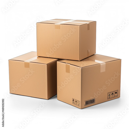 Three cardboard boxes stacked on top of each other.