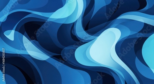 Abstract flowing blue waves with smooth textures and light effects