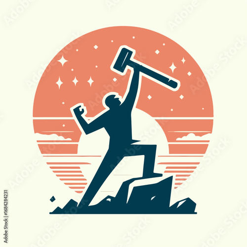 hammer thrower vector illustration