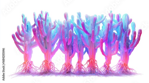 Colorful cactus plants isolated on a white background