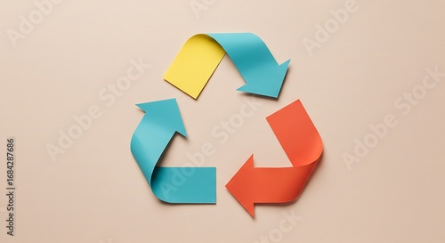 Recycling Infographic Concept with Paper Arrows Forming Circle