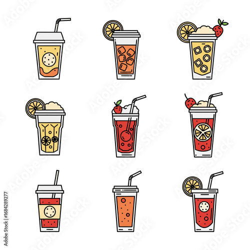 Colorful drinks Juice vector set.