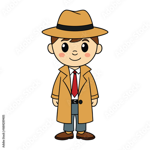 A cartoon cute detective with big curious eyes, a magnifying glass in hand, and a playful smile, ready to solve mysteries with charm, wit, and a touch of fun.
