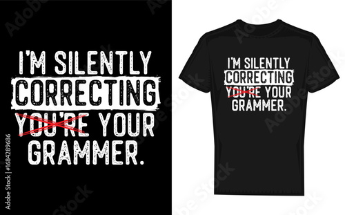 Humorous Cat Illustration Silently Correcting Grammar English Teacher Theme