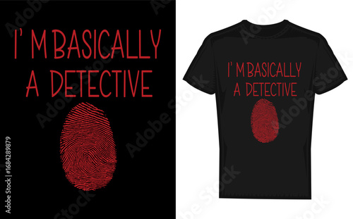 True Crime Cat Detective with Fingerprint Design for T Shirts and More