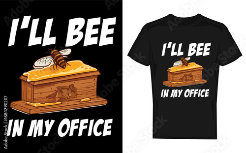 Funny Bee Illustration Beekeeper Cat in Office Bee Lover Design