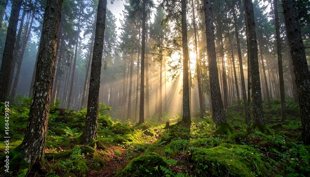 Obraz premium Forest Sunlight Rays