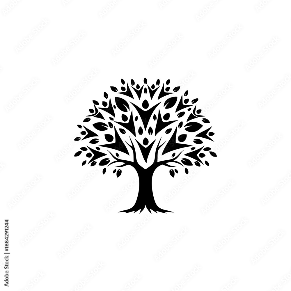 Naklejka premium Silhouette Tree Vector for Logo Community, Growth, Family, Unity