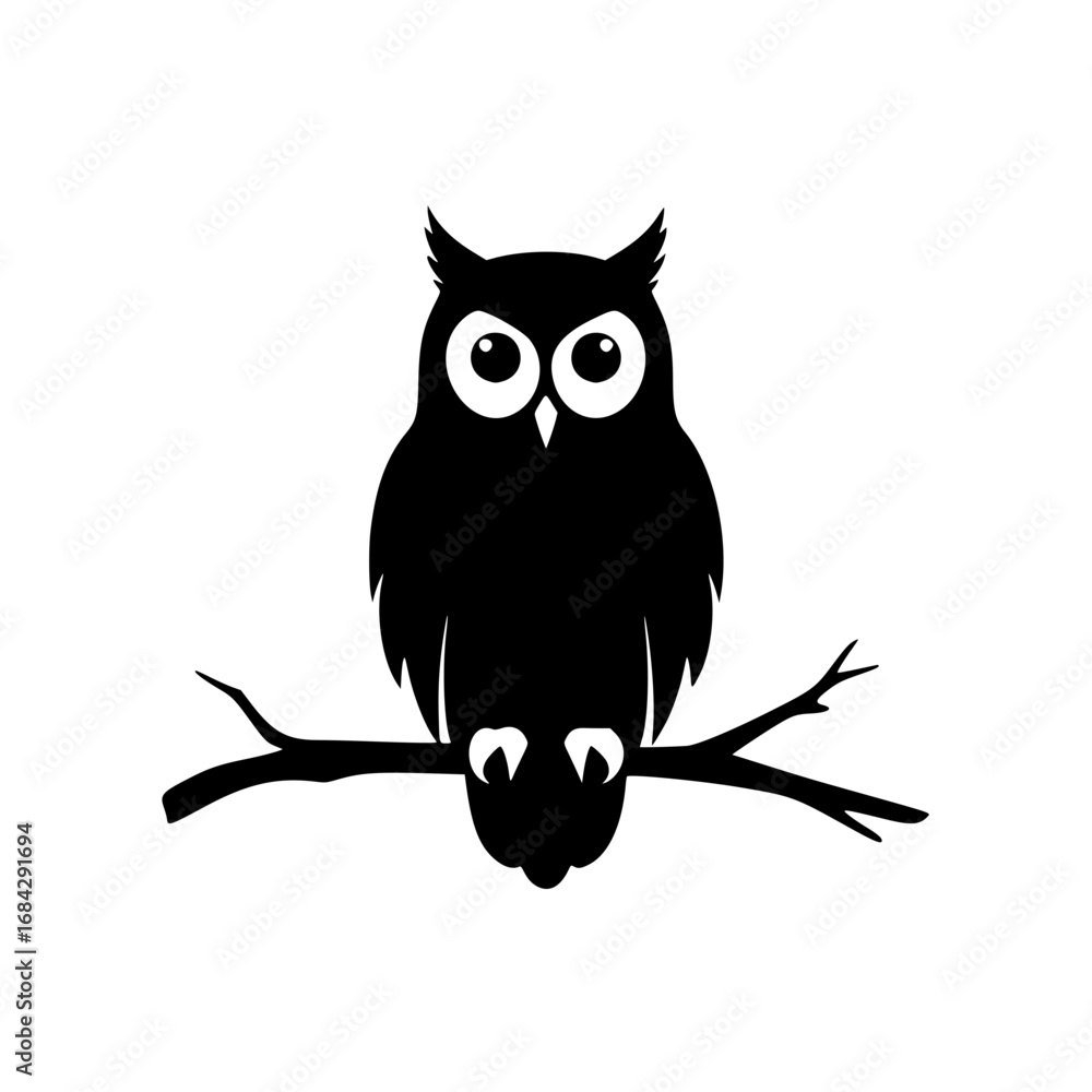 Fototapeta premium Owl Silhouette Vector for Logo Elegant Bird Design