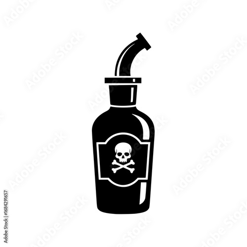 Silhouette Vector of Poison Bottle for Logo, Skull and Crossbones Illustration, Toxic Symbol Design