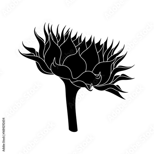 Black silhouette of an artichoke isolated on white background silhouette