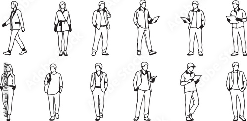 Collection of hand drawn figures in various poses and styles