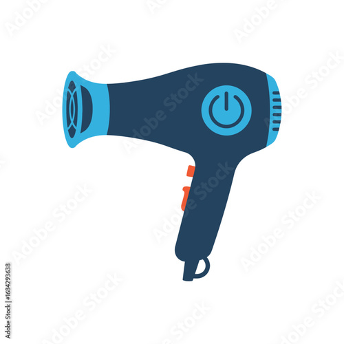 Stylized illustration of a modern hair dryer, showing its design features.