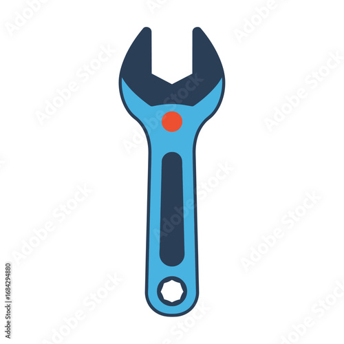 Simple, stylized illustration of a adjustable wrench.